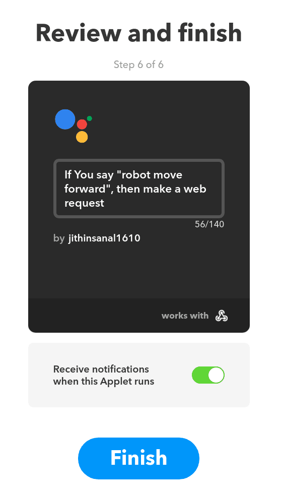 Google Assistant Robot IFTTT