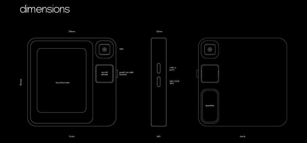 Dimensions of Rabbit R1